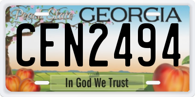 GA license plate CEN2494