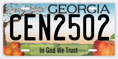 GA license plate CEN2502