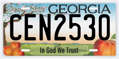 GA license plate CEN2530