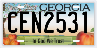GA license plate CEN2531
