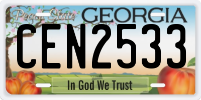 GA license plate CEN2533