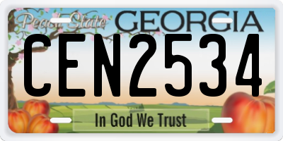 GA license plate CEN2534