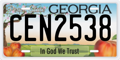 GA license plate CEN2538