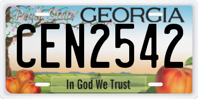 GA license plate CEN2542