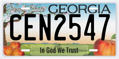 GA license plate CEN2547