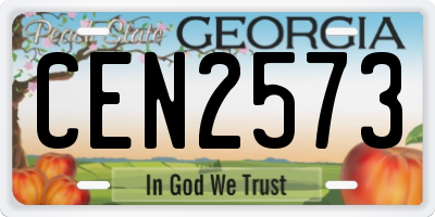 GA license plate CEN2573