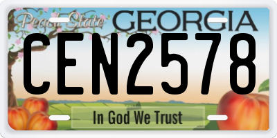 GA license plate CEN2578