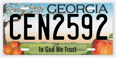 GA license plate CEN2592
