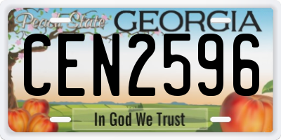 GA license plate CEN2596