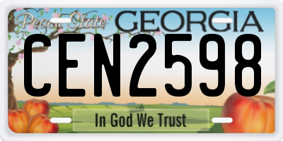 GA license plate CEN2598