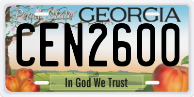 GA license plate CEN2600