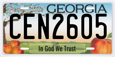 GA license plate CEN2605