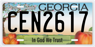 GA license plate CEN2617