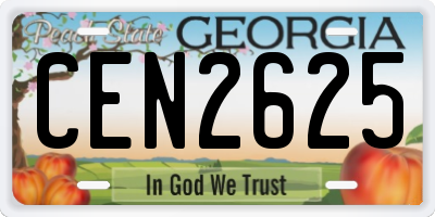 GA license plate CEN2625