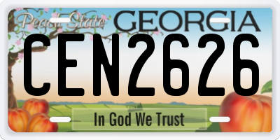 GA license plate CEN2626