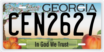GA license plate CEN2627