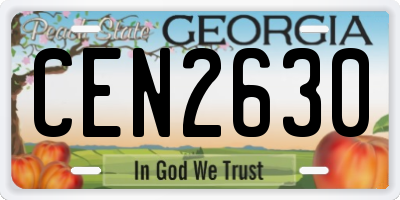 GA license plate CEN2630