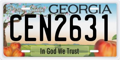 GA license plate CEN2631