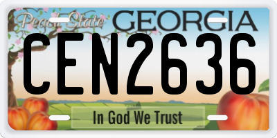 GA license plate CEN2636