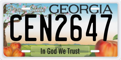 GA license plate CEN2647