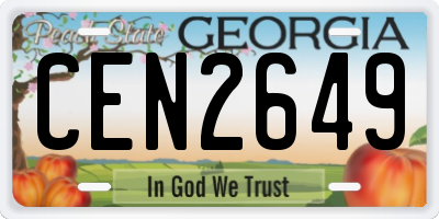 GA license plate CEN2649