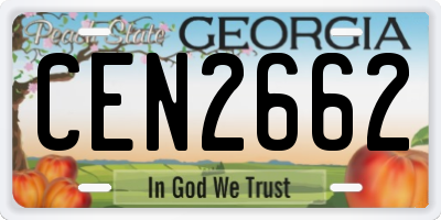 GA license plate CEN2662