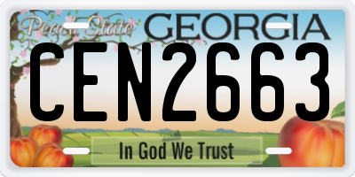 GA license plate CEN2663