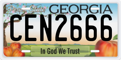 GA license plate CEN2666