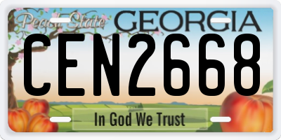 GA license plate CEN2668