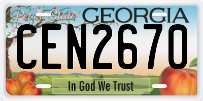 GA license plate CEN2670