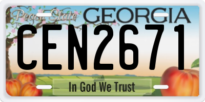 GA license plate CEN2671