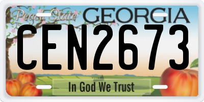 GA license plate CEN2673