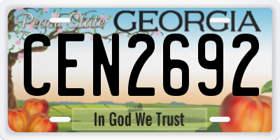 GA license plate CEN2692
