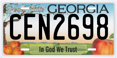 GA license plate CEN2698