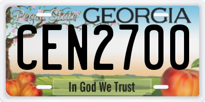 GA license plate CEN2700