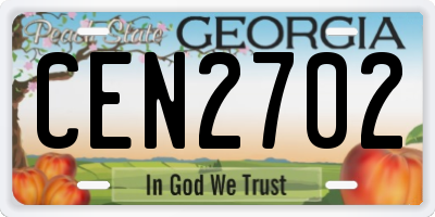 GA license plate CEN2702