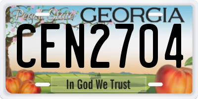GA license plate CEN2704