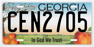 GA license plate CEN2705