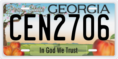 GA license plate CEN2706