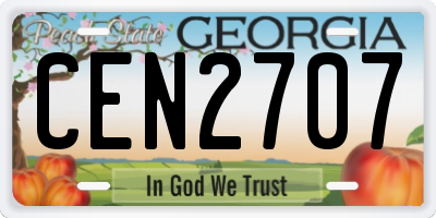 GA license plate CEN2707