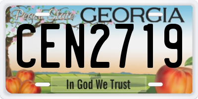 GA license plate CEN2719