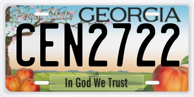 GA license plate CEN2722