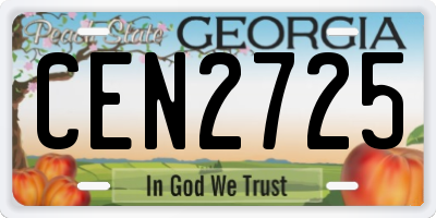 GA license plate CEN2725