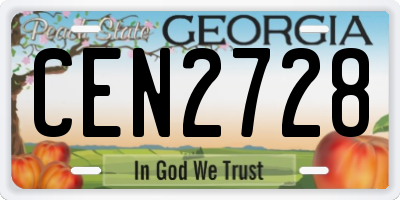GA license plate CEN2728