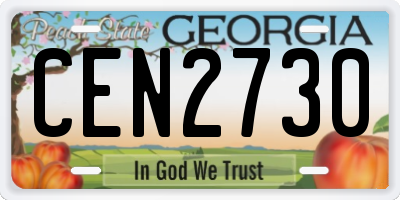 GA license plate CEN2730