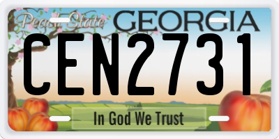 GA license plate CEN2731