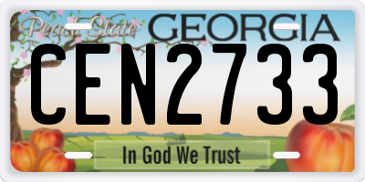 GA license plate CEN2733