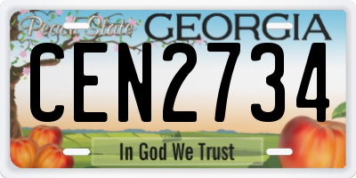 GA license plate CEN2734