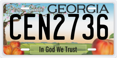 GA license plate CEN2736
