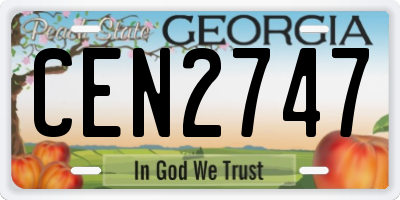 GA license plate CEN2747